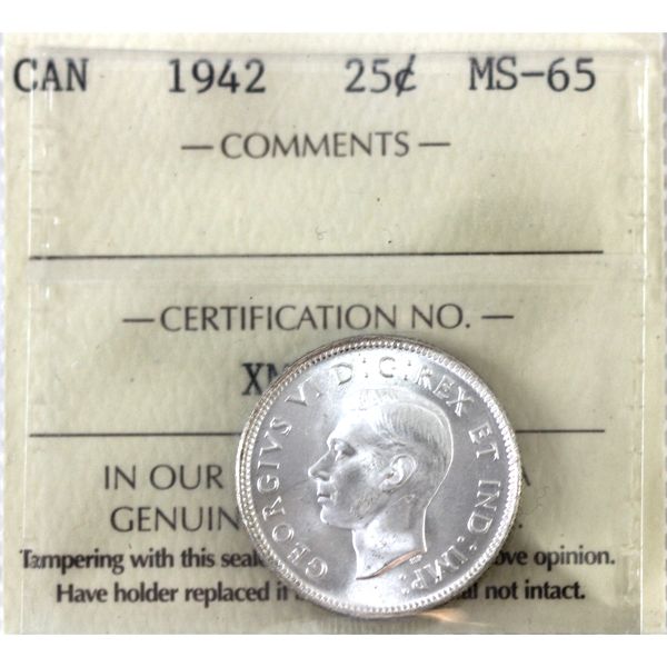 25-cent 1942 ICCS MS65