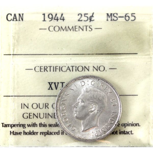 25-cent 1944 ICCS MS65