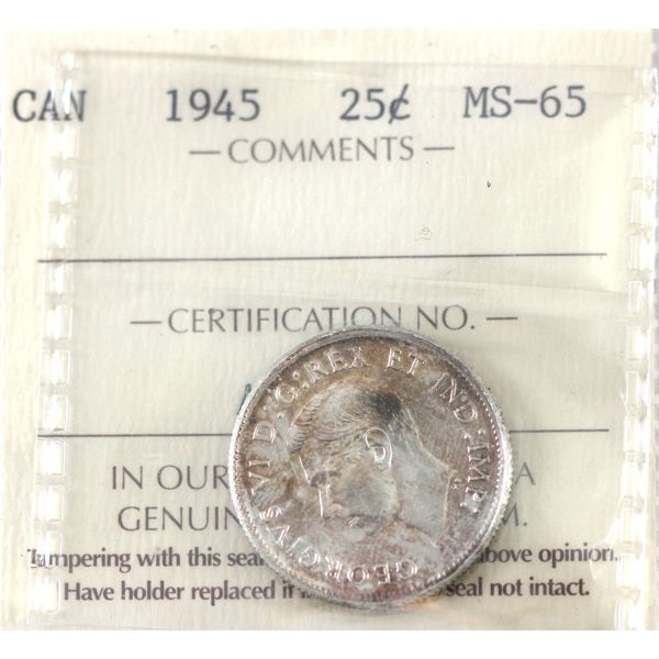 25-cent 1945 ICCS MS65