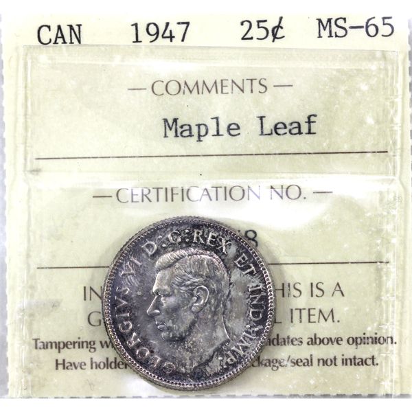 25-cent 1947 ML ICCS MS65
