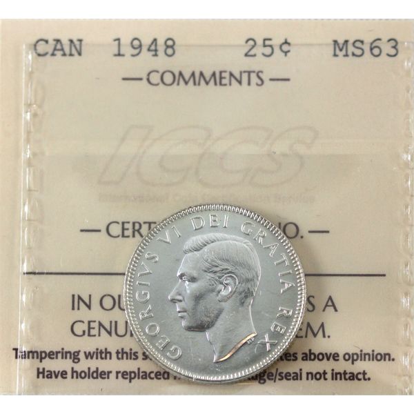 25-cent 1948 ICCS MS63