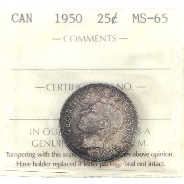 25-cent 1950 ICCS MS65