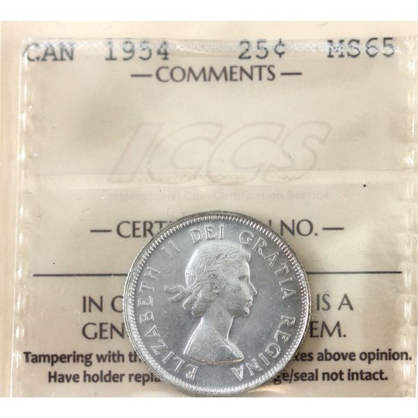25-cent 1954 ICCS MS65