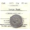 Image 1 : 25-cent 1973 Large Bust ICCS MS64! *RARE in Mint State Condition! 