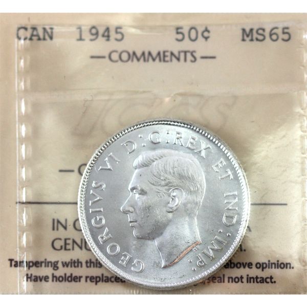 50-cent 1945 ICCS MS65