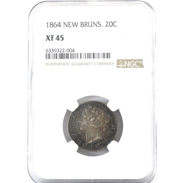New Brunswick 20-cent 1864 NGC EF45