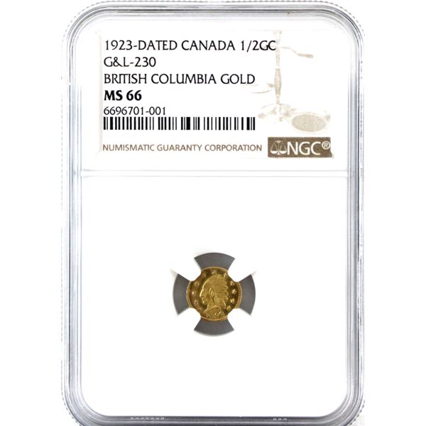 Canada-British Columbia Gold "1923"  1/2 (50-cents Nominal) Green & Locke #230  NGC MS66