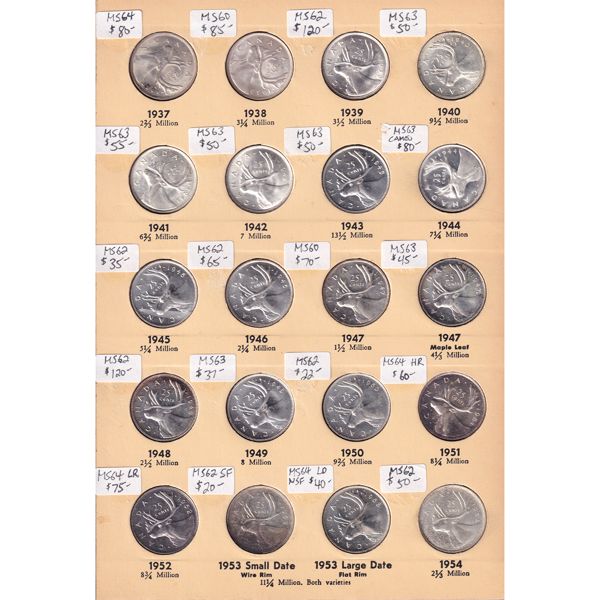 25-cent 1937-1973 Estate Collection of 40x Vintage Coins in Book w/ Grades from UNC to MS64