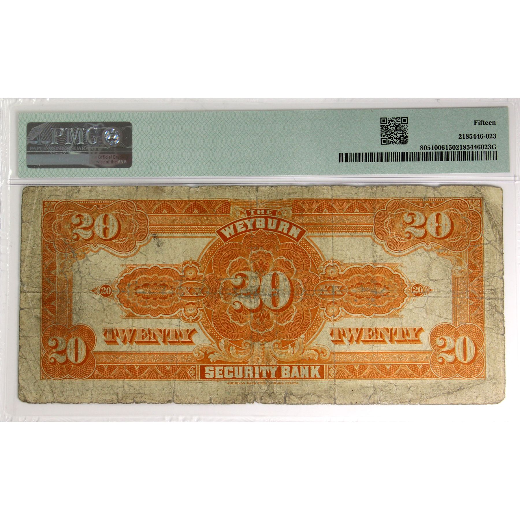 8051006 1911 20 Weyburn Security Bank PMG Choice F15 VariousSimpson