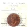 Image 1 : 1-cent 1919 ICCS MS65 Red