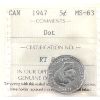 Image 1 : 5-cent 1947 Dot ICCS MS63