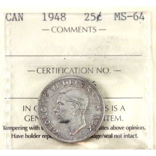 25-cent 1948 ICCS MS64