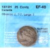 Image 1 : 25-cent 1872H Obverse 2 Large 2 7/7 CCCS EF40