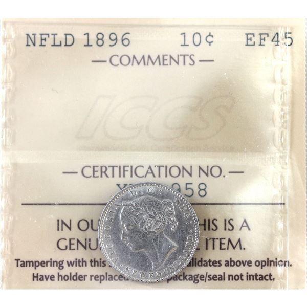 Newfoundland 10-cent 1896 ICCS EF45