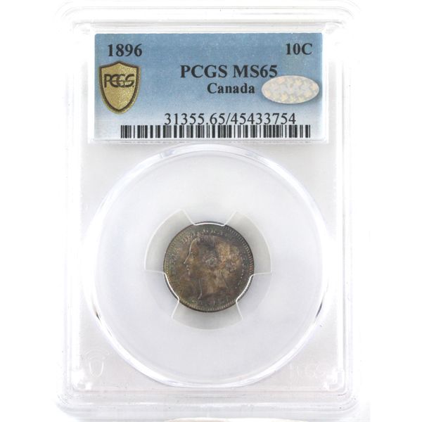 10-cent 1896 Obverse 6 PCGS MS65 *Scarce!* Population of 1 in MS65 with Only 1 Finer in MS66