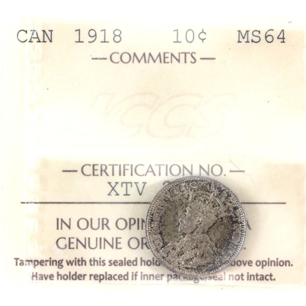 10-cent 1918 ICCS MS64