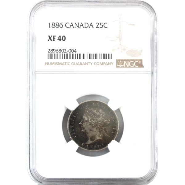 25-cent 1886 Obverse 5 NGC EF40