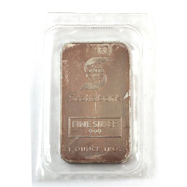 1oz Johnson Matthey "Scotiabank" .999 Silver Bar, Still Sealed, SN: 002065 *Scarce!* (Tax Exempt)