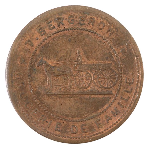 BR-655 T. Bergeron, Montreal Grocer Advertising Token, Copper *Scarce!*