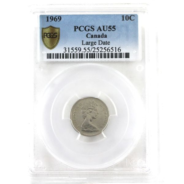 10-cent 1969 Large Date PCGS AU55 *Ultra Rare!*