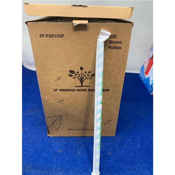 10in Wrapped Paper Straw Spoons 300ct