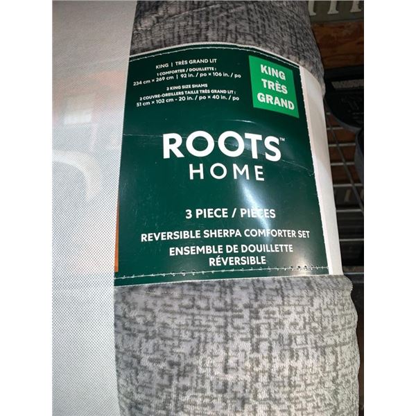 Roots Home 3 Piece Reversible Sherpa Comforter Set