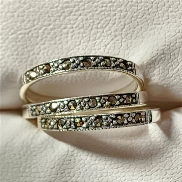 Silver Cubic Zirconia Marcasite Sets (~Size 7)(Ring is resizable for $40) (~length 0 inches), Sugges