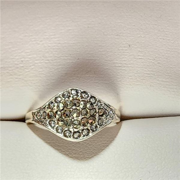 Silver Marcasite Ring (~Size 7.5)(Ring is resizable for $40), Suggested Retail Value $80