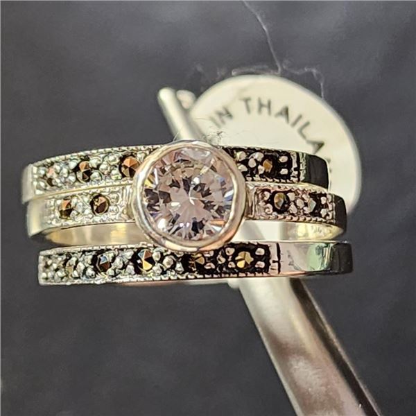 Silver Cubic Zirconia Marcasite Sets (~Size 7)(Ring is resizable for $40), Suggested Retail Value $1