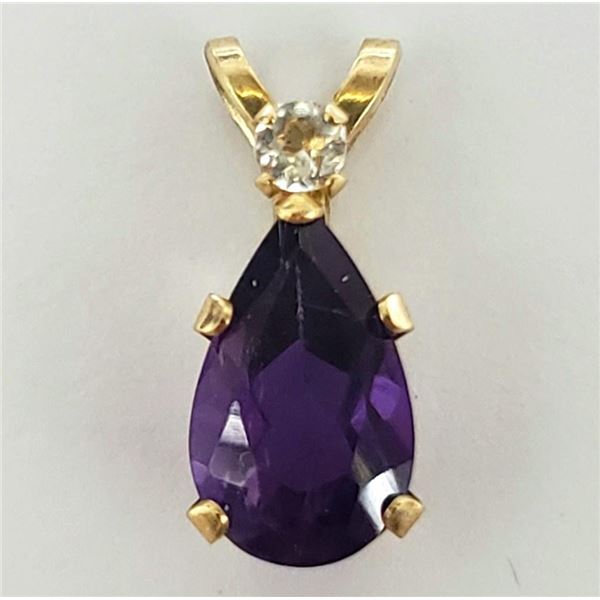 10K Yellow Gold Amethyst(0.7ct) Moonstone Pendant, Made in Canada, Suggested Retail Value $200