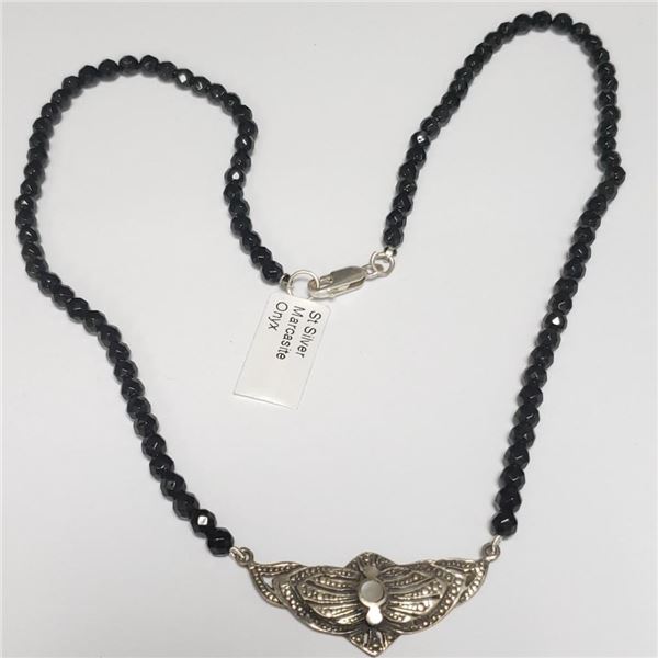 Silver Black Onyx 16" Necklace, Suggested Retail Value $240