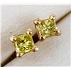 Image 1 : 14K Yellow Gold Natural Yellow Diamond Princess Cut(0.08ct) Earrings, Suggested Retail Value $800