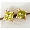 Image 2 : 14K Yellow Gold Natural Yellow Diamond Princess Cut(0.08ct) Earrings, Suggested Retail Value $800