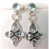 Image 2 : Silver Blue Topaz Earrings (~Size 0) (~length 0 inches), Suggested Retail Value $140