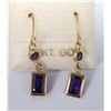 Image 2 : 14K Yellow Gold Amethyst Earrings (~Size 0) (~length 0 inches), Made in Canada, Suggested Retail Val