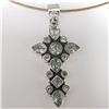 Image 1 : Silver Cross Blue Topaz Pendant (~Size 0) (~length 0 inches), Suggested Retail Value $280