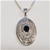 Image 1 : Silver Sapphire Necklace (~Size 0) (~length 24 inches) (~weight 13.65g), Suggested Retail Value $300