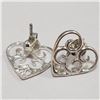 Image 3 : Silver Heart Shaped Earrings (~Size 0) (~length 0 inches), Suggested Retail Value $100
