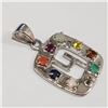 Image 2 : Silver Multi Gemstone Pendant (~Size 0) (~length 0 inches) (~weight 3.49g), Suggested Retail Value $