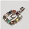 Image 3 : Silver Multi Gemstone Pendant (~Size 0) (~length 0 inches) (~weight 3.49g), Suggested Retail Value $