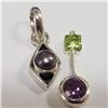 Image 2 : Silver Lot Of 2 Peridot Amethyst Pendant (~Size 0) (~length 0 inches) (~weight 3g), Suggested Retail