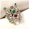 Image 3 : Silver Ruby, Emerald,Amethyst Marcasite Ring (~Size 6)(Ring is resizable for $40), Suggested Retail 