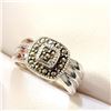 Image 2 : Silver Marcasite Ring (~Size 6.5)(Ring is resizable for $40) (~weight 5.1g), Suggested Retail Value 