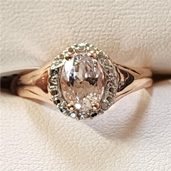 Silver Rose Gold Plated Rose Quartz Ring (~Size 7)(Ring is resizable for $40) (~length 0 inches), Su