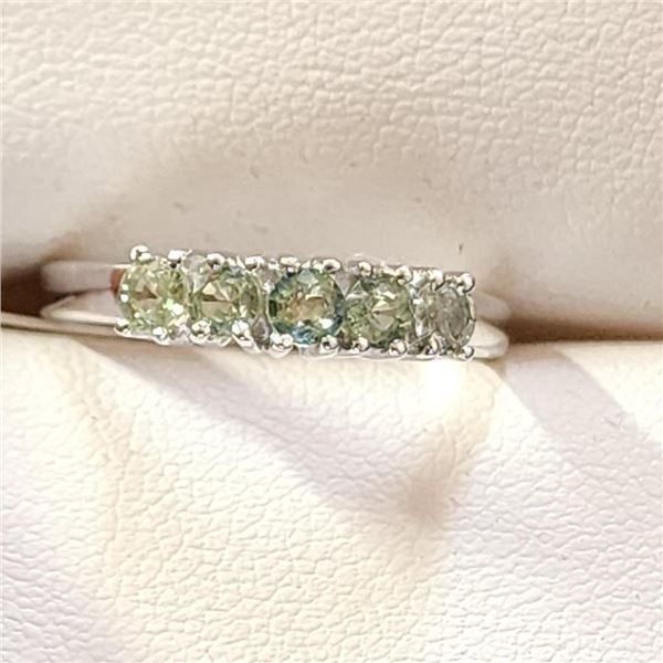 Silver Green Sapphire Ring (~Size 7)(Ring is resizable for $40) (~length 0 inches), Suggested Retail