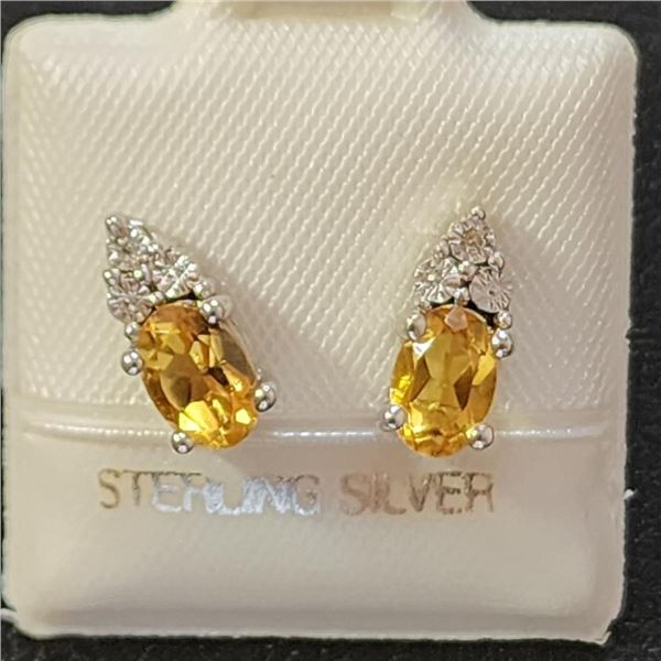 Silver Citrine Earrings (~Size 0) (~length 0 inches), Suggested Retail Value $120