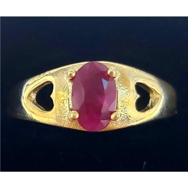 10K Yellow Gold Ruby(0.5ct) Ring (~Size 4.75)(Ring is resizable for $40) (~weight 1.58g), Made in Ca