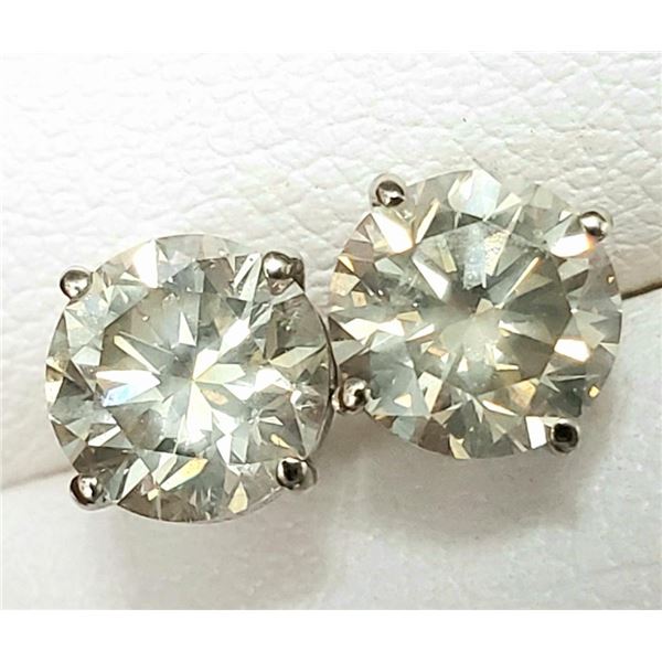 14K White Gold Diamond (2.01Ct,Si,J-K) Earrings (~weight 1.08g), Made in Canada, Appraised Retail $2