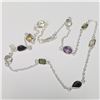 Image 2 : Silver Genuine Gemostones Hand Crated 18" 10Ct Necklace (~Size 0) (~length 0 inches) (~weight 7.56g)