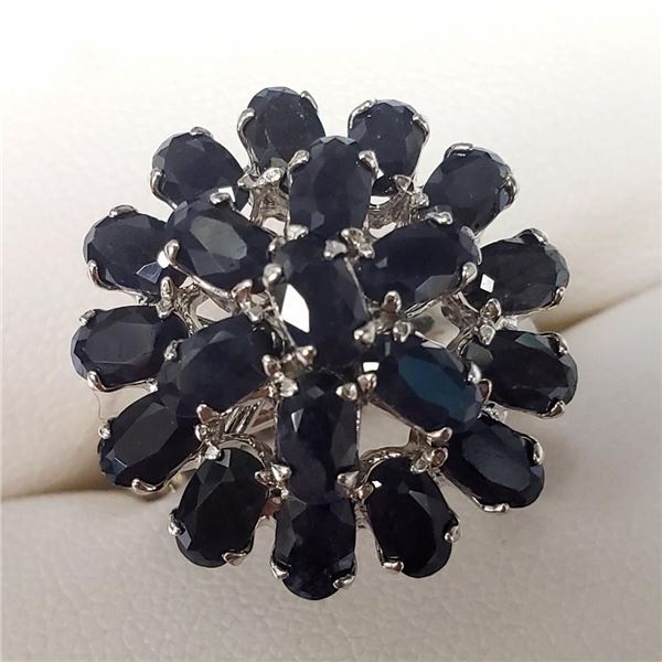 Silver Sapphire(7ct) Ring (~Size 7)(Ring is resizable for $40) (~weight 7.59g), Appraised Retail $85